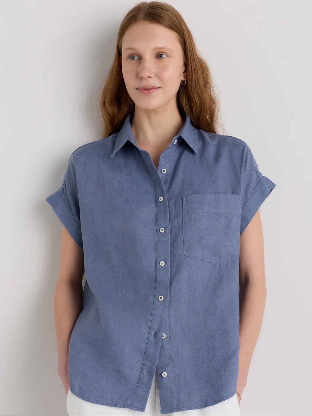 Quince 100% European Linen Camp Shirt Moonstone Blue M⁠